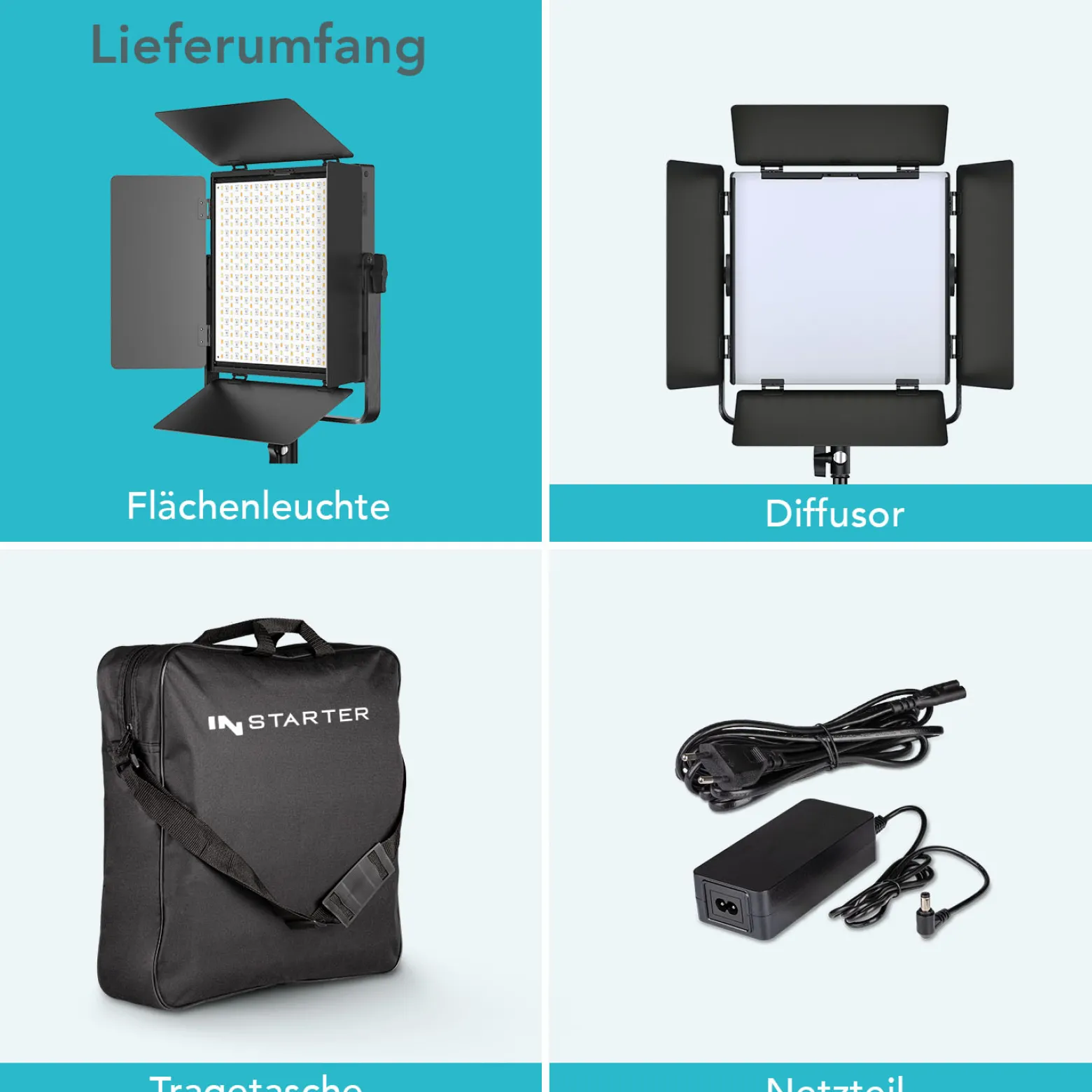 Instarter LED Videoleuchte 60 W, Videolicht mit 360° RGB-Spektrum, Studioleuchte mit App-Steuerung, Video-Beleuchtung Bi-Color, vielseitiges Kamera Zubehör