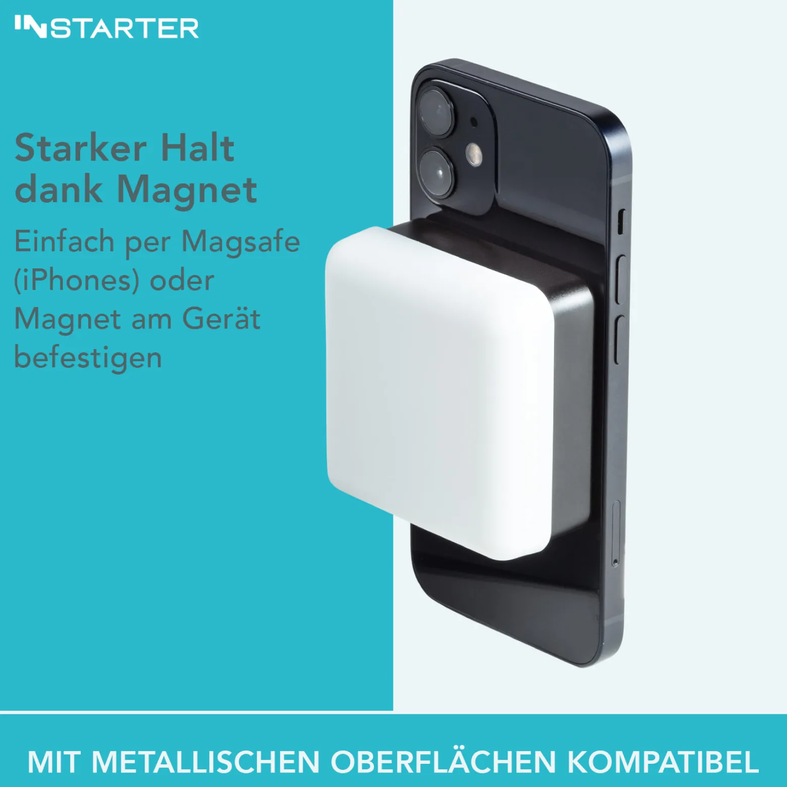 Instarter Mini LED Videoleuchte, magnetische Studioleuchte Magsafe-kompatibel, Kamera Beleuchtung 360° RGB, dimmbares Videolicht