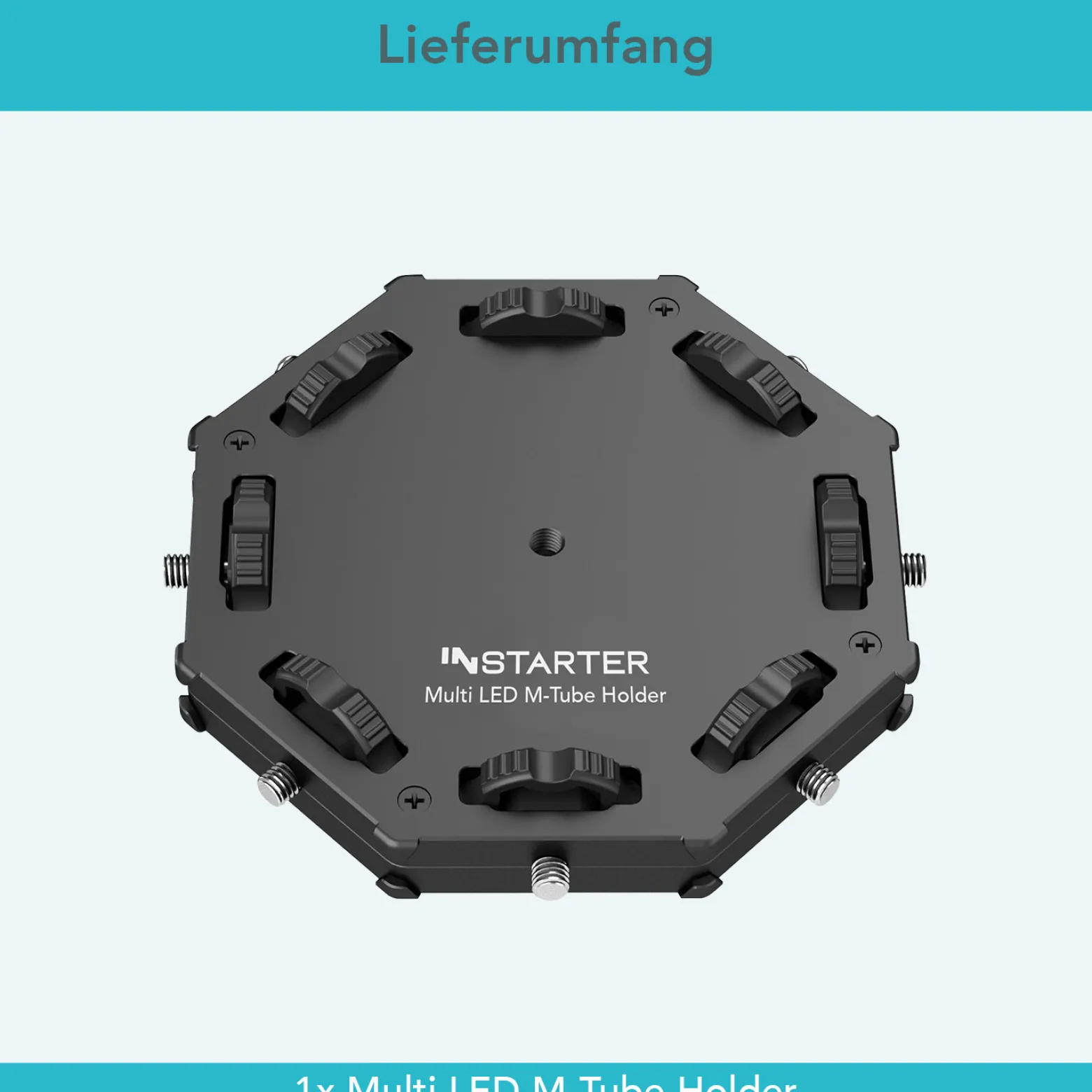 Instarter Multi LED M-Tube Holder achteckige Halterung aus Aluminium für bis zu 8 RGB LED Tubes mit 1/4 Zoll Gewinde