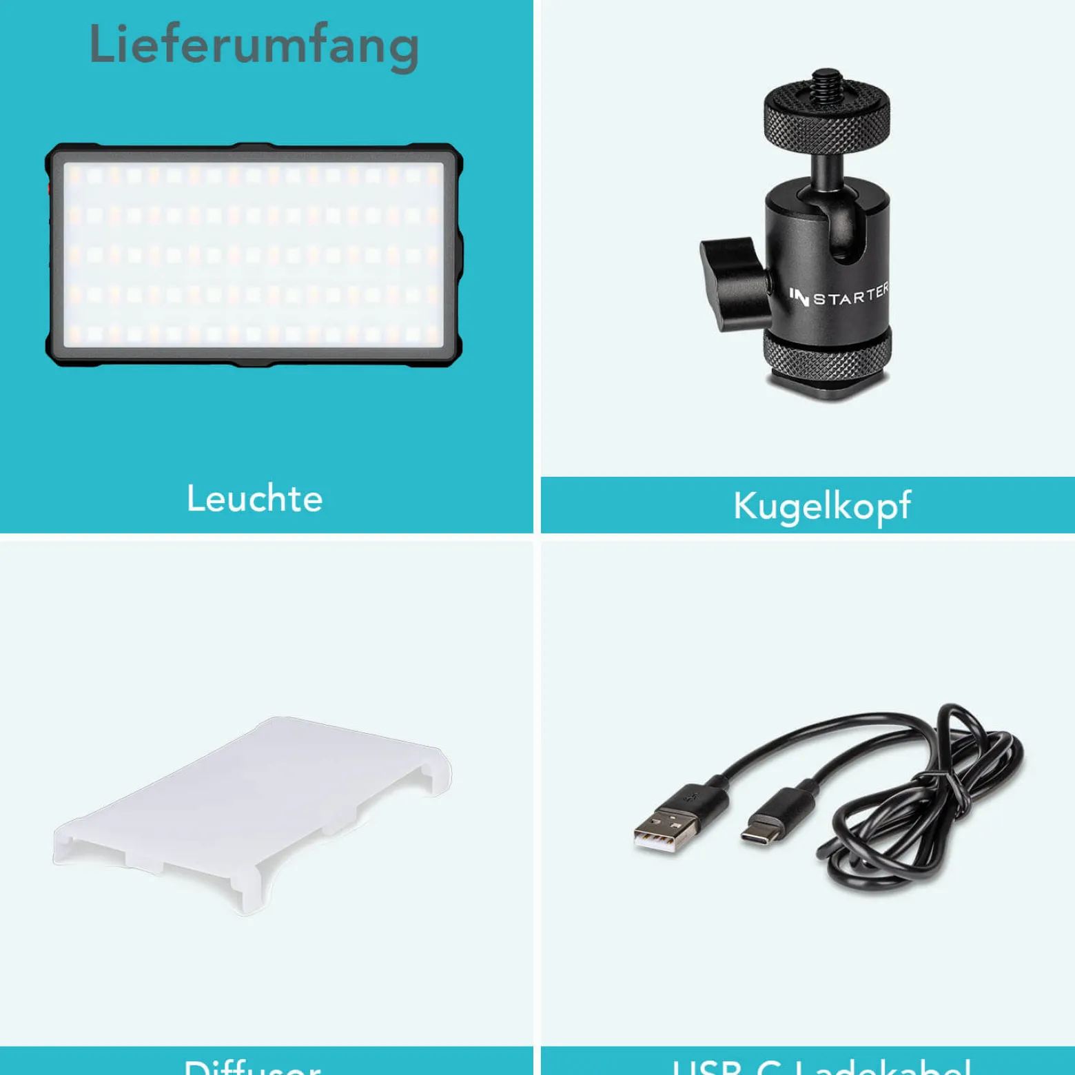 Instarter Spectar LED Videoleuchte, magnetische Kamera Beleuchtung mit Bi-Color, 10 W Videolicht mit Diffusor, Studiolicht mit Powerbank-Funktion