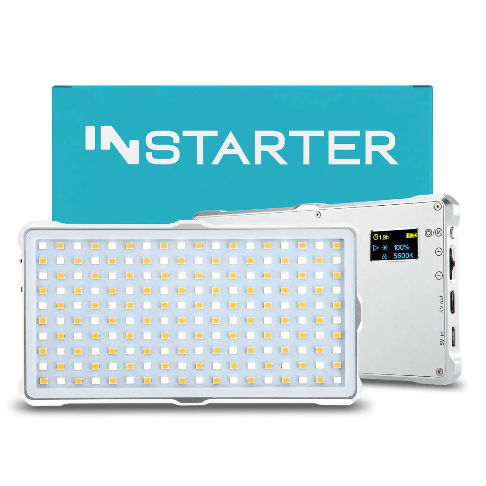 Instarter Spectar LED Videoleuchte, Kamera Beleuchtung mit Bi-Color im Pocket-Format, 12 W Videolicht mit Diffusor, Studiolicht mit Powerbank-Funktion