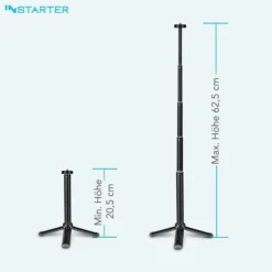 Instarter Tischstativ mit Teleskoparm für Kameras, Smartphones & Leuchten, Mini Stativ belastbar bis 1kg auch als Selfiestick nutzbar