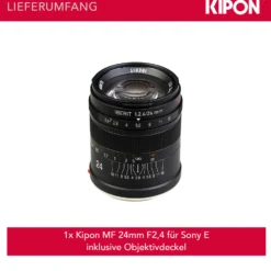 Kipon Iberit 24 mm F2,4 Objektiv für Sony E, Kameraobjektiv für spiegellose Systemkameras, Vollformat, APS-C-Sensoren, hohe Lichtstärke, perfektes Kamerazubehör