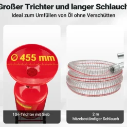 Ölauffanggerät für 68l, höhenverstellbar 98-157cm mit 4-Rad-Fahrwerk, Entleerung mittels Luftdruck