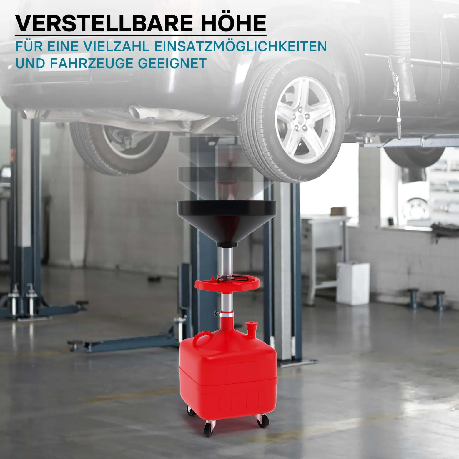Ölauffangwagen Ölauffangbehälter Ölauffanggerät Ölauffangrollwagen 35l 86 - 127 cm