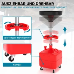 Ölauffangwagen Ölauffangbehälter Ölauffanggerät Ölauffangrollwagen 35l 86 - 127 cm