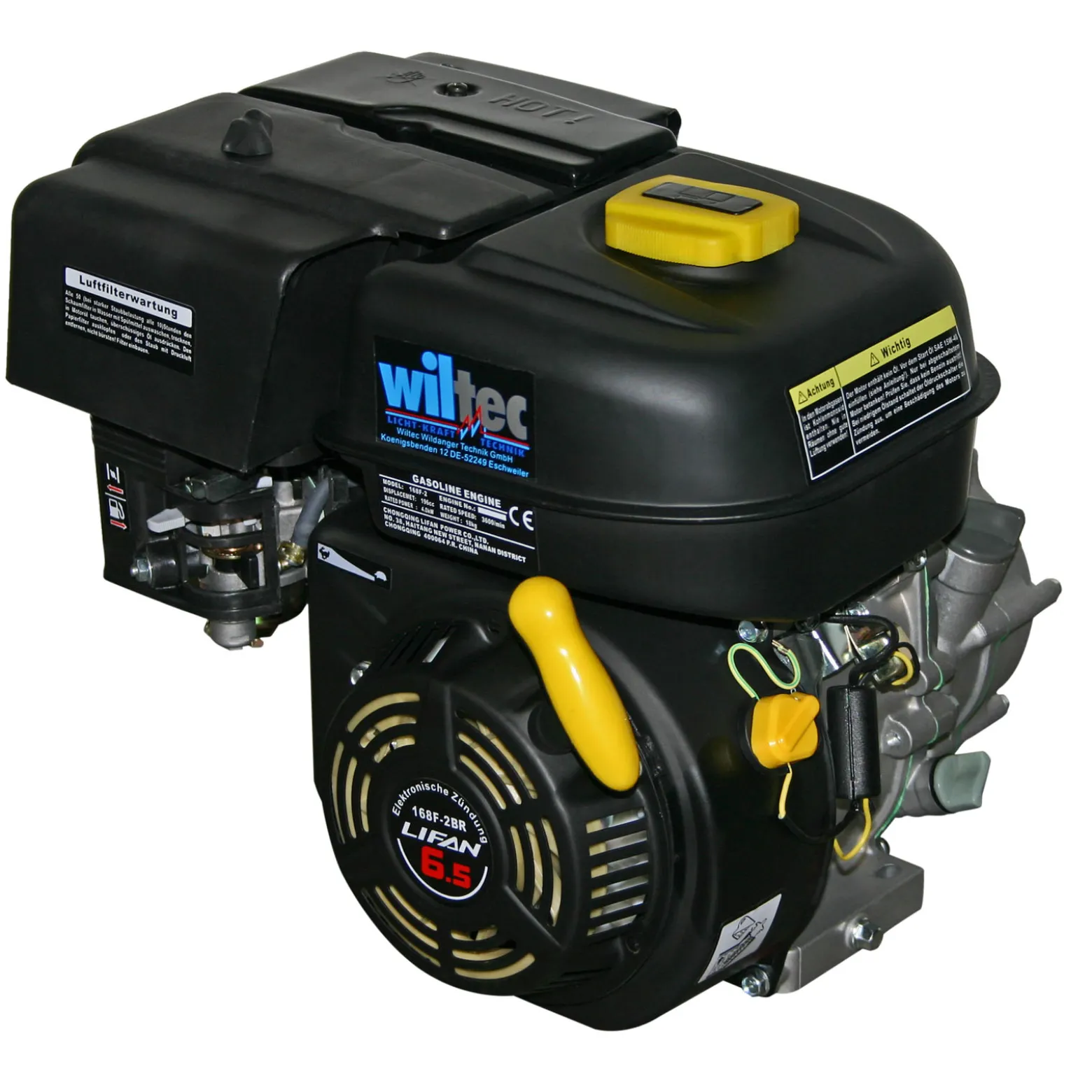 LIFAN 168 Benzinmotor 4,8 kW 6,5 PS 196 ccm mit Ölbadkupplung und Reduktionsgetriebe 2:1 Kartmotor