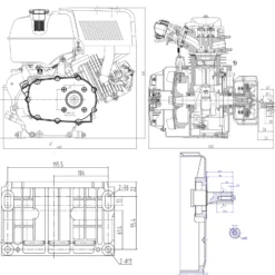 LIFAN 177 Benzinmotor 6,6 kW 9 PS 270 ccm mit Ölbadkupplung und Reduktionsgetriebe 2:1