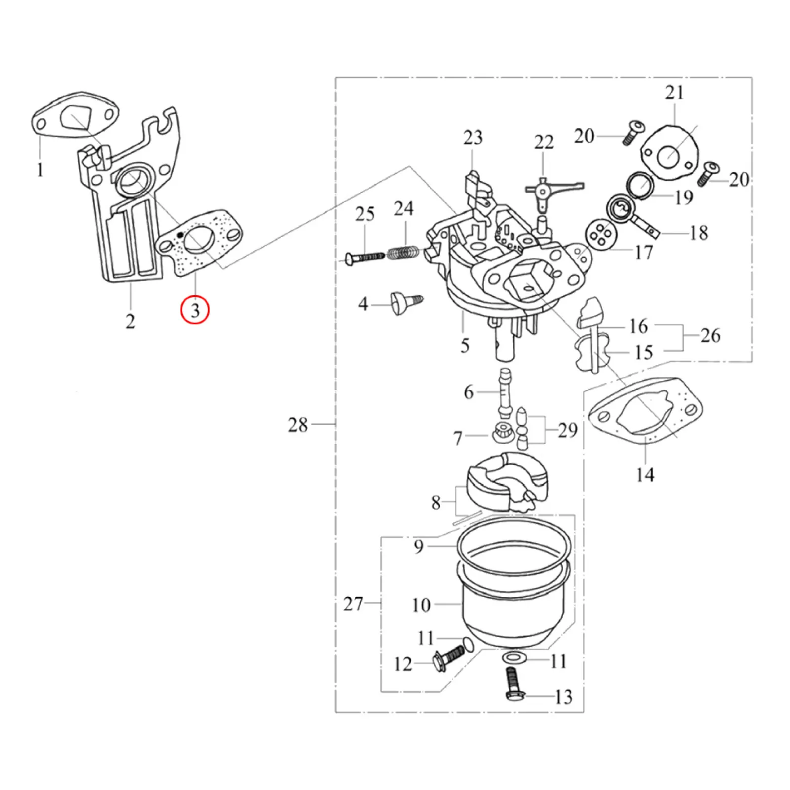 LIFAN Ersatzteil für 6,5 PS Benzinmotor Vergaserdichtung, leistungsstarker 4-Takt Motor, Benzin Motor Hubraum 196 ccm E10 kompatibel
