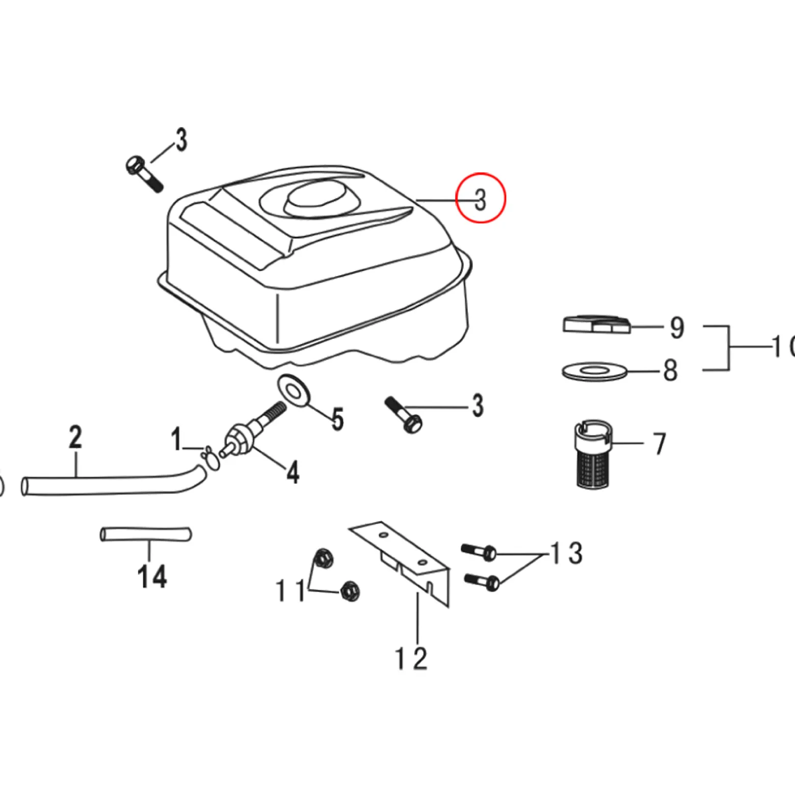 LIFAN Ersatzteil für 9 PS Benzinmotor Benzintank schwarz 6 l, leistungsstarker 4-Takt Motor, Benzin Motor luftgekühlt, Go-Kart Motor E10 kompatibel