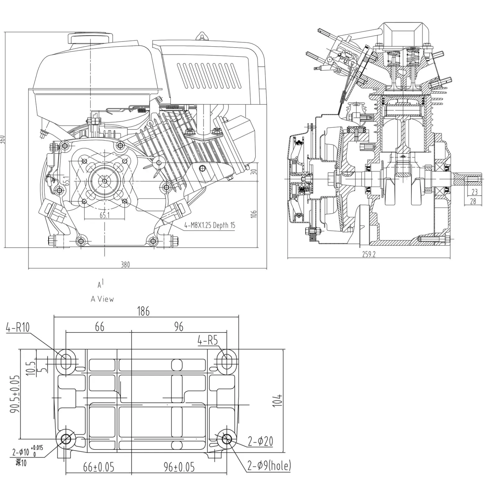 LIFAN 168 Handstart Benzinmotor mit 6,5 PS Einzylinder für Kleinmaschinen & Karts, luftgekühlter 4-Takt Motor mit 19,05 mm Kurbelwelle, OHV-Ventilsteuerung & 196 cc Hubraum