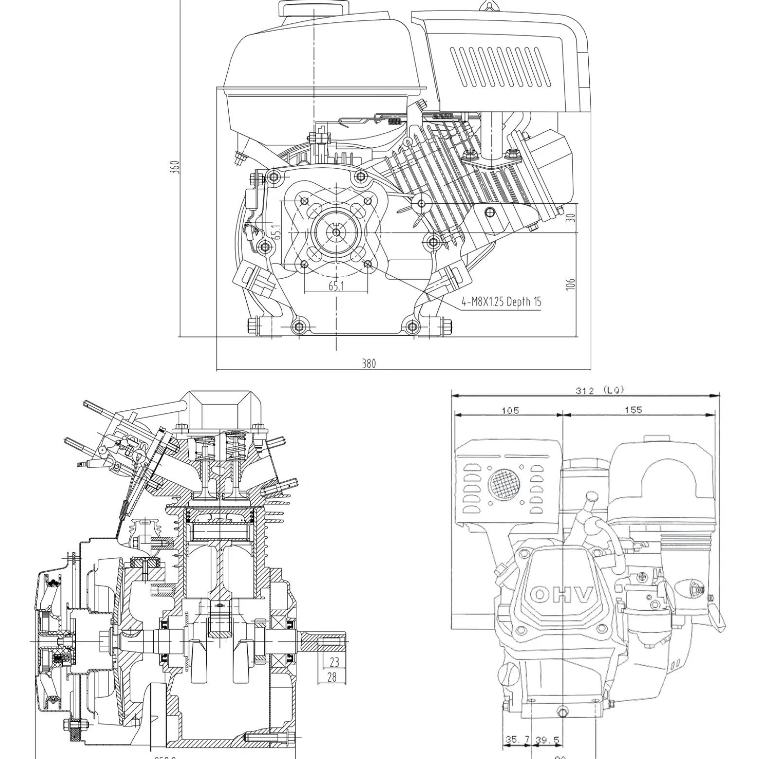 LIFAN 168 Handstart Benzinmotor mit 6,5 PS Einzylinder für Kleinmaschinen & Karts, luftgekühlter 4-Takt Motor mit 20 mm Kurbelwelle, OHV-Ventilsteuerung & 196 cc Hubraum