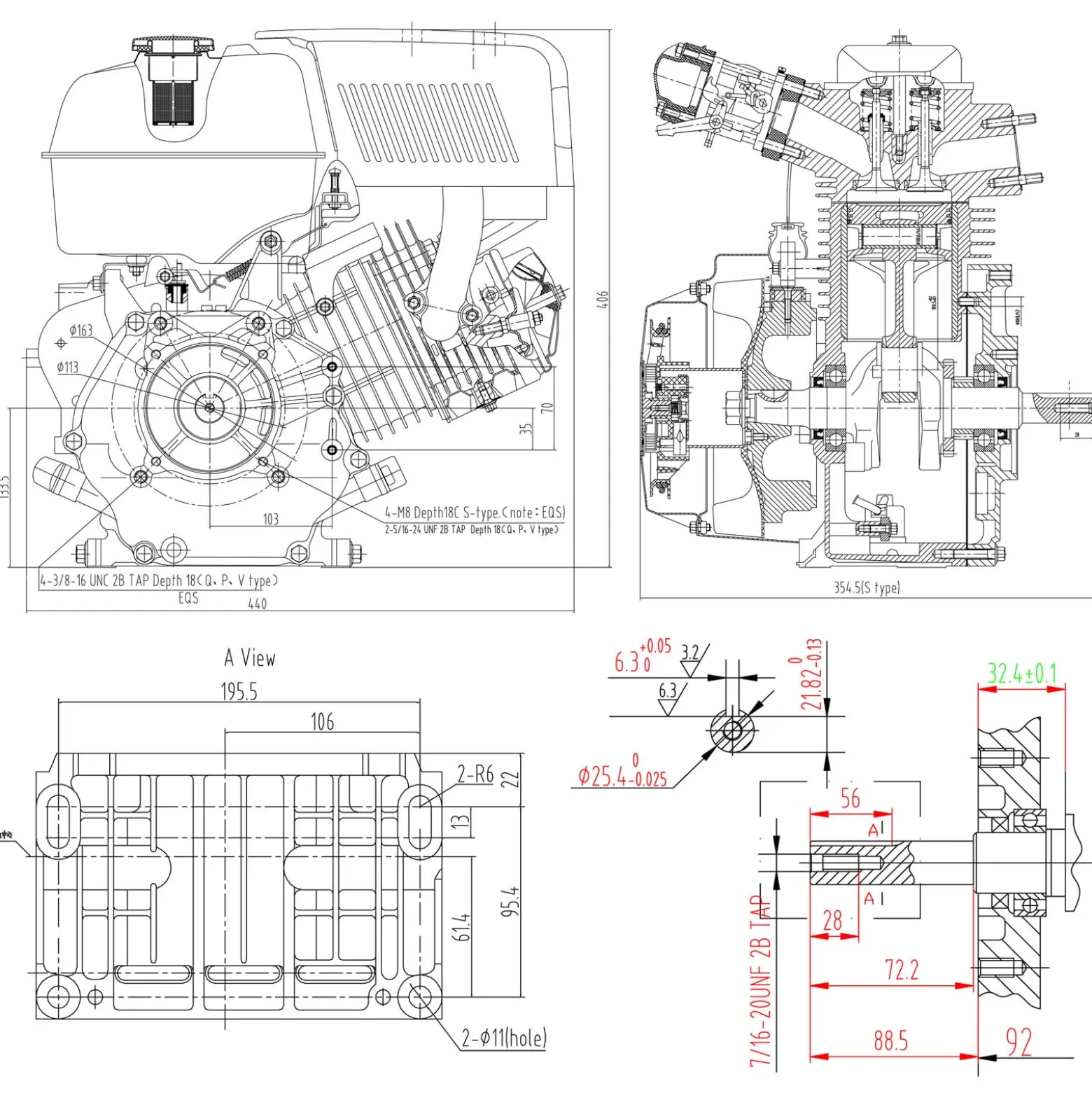 LIFAN 177 Handstart Benzinmotor mit 9 PS (6,6 kW) Einzylinder für Kleinmaschinen & Karts, luftgekühlter 4-Takt Motor mit 25,4 mm Kurbelwelle und OHV-Ventilsteuerung
