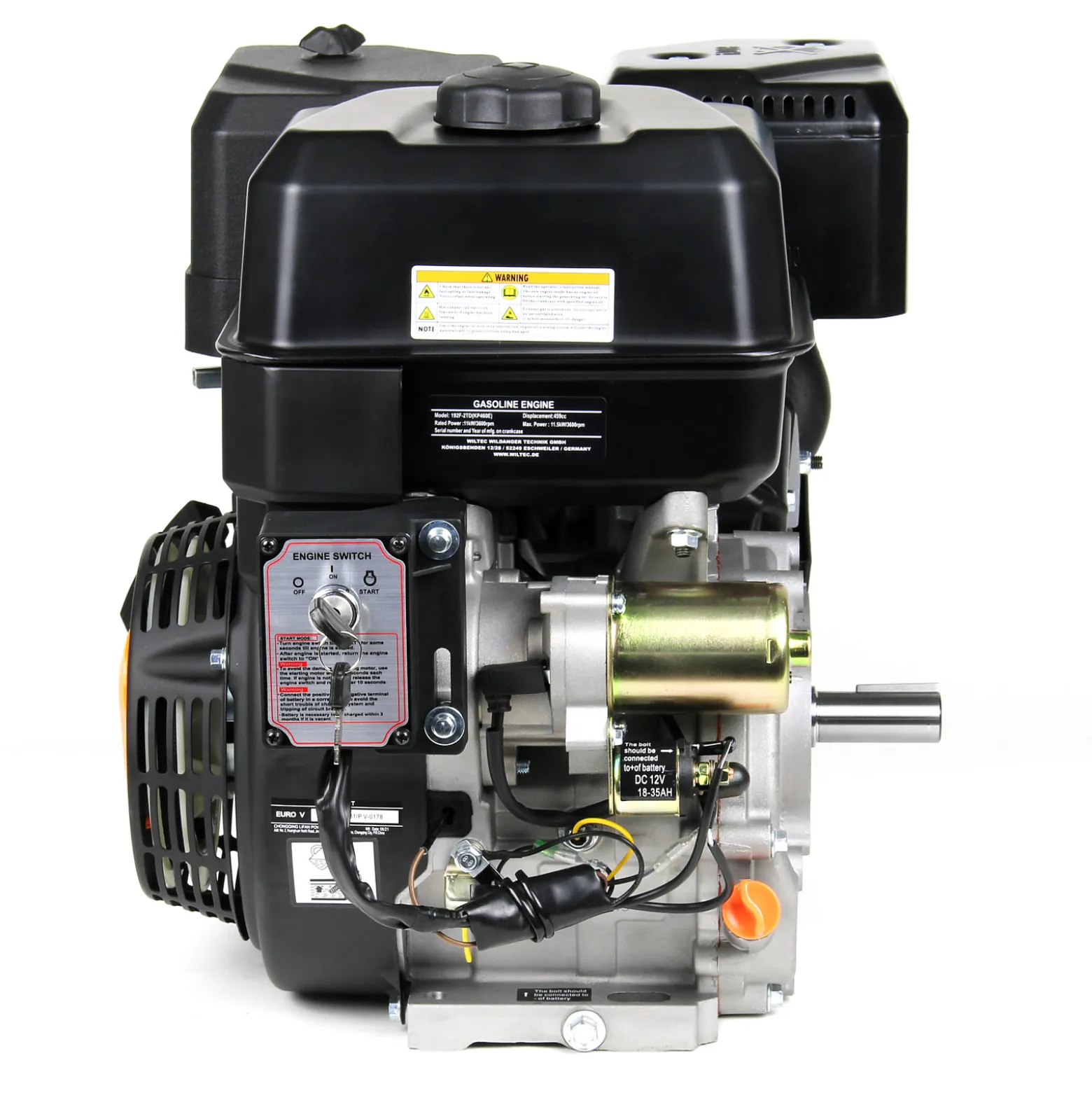 LIFAN KP460E E-Start Benzinmotor mit 16,3 PS Einzylinder für Rüttelplatten und Baumaschinen, luftgekühlter 4-Takt Motor mit 25 mm Kurbelwelle, OHV-Ventilsteuerung & 459 cc Hubraum