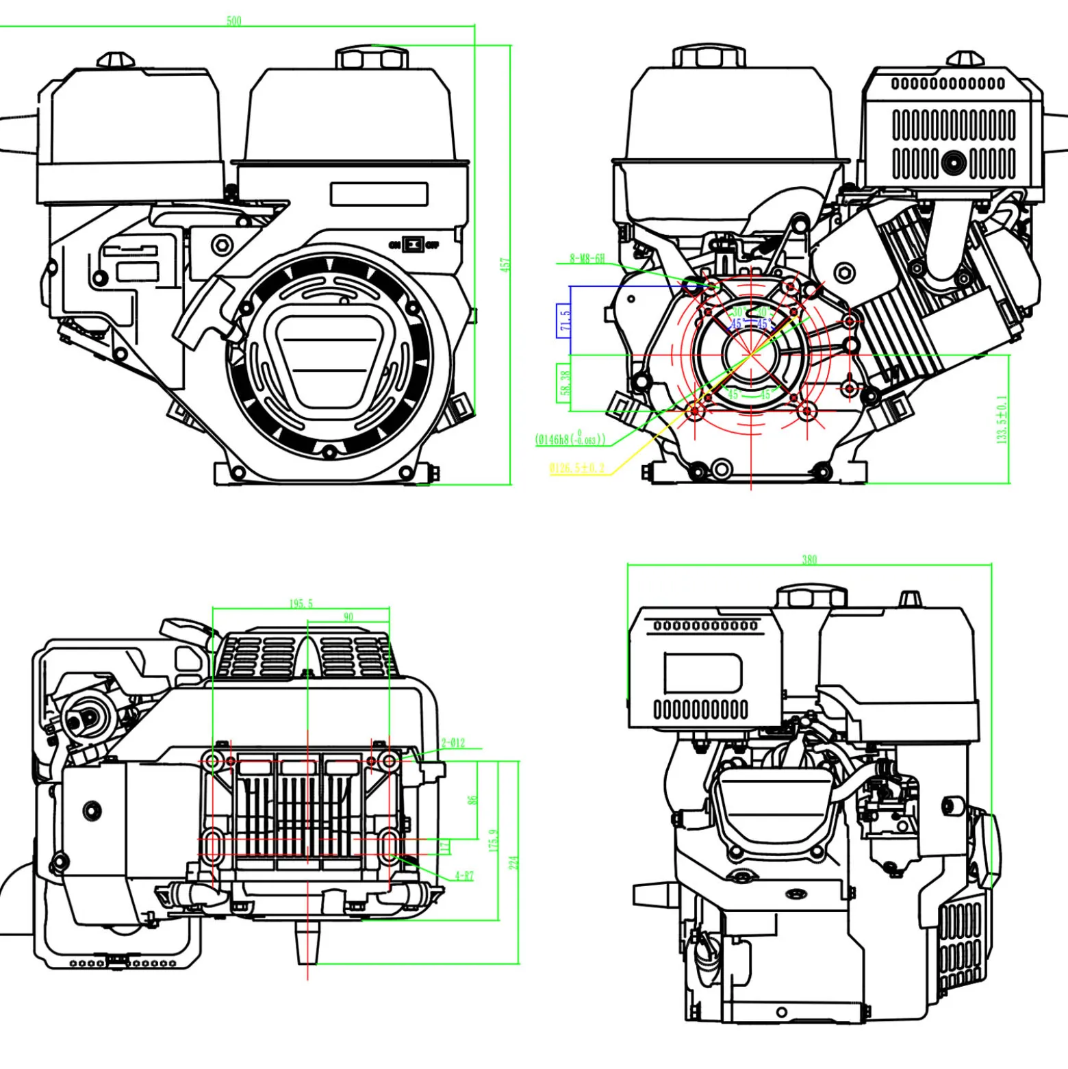 LIFAN KP460E E-Start Benzinmotor mit 16,3 PS Einzylinder für Rüttelplatten und Baumaschinen, luftgekühlter 4-Takt Motor mit 25 mm Kurbelwelle, OHV-Ventilsteuerung & 459 cc Hubraum
