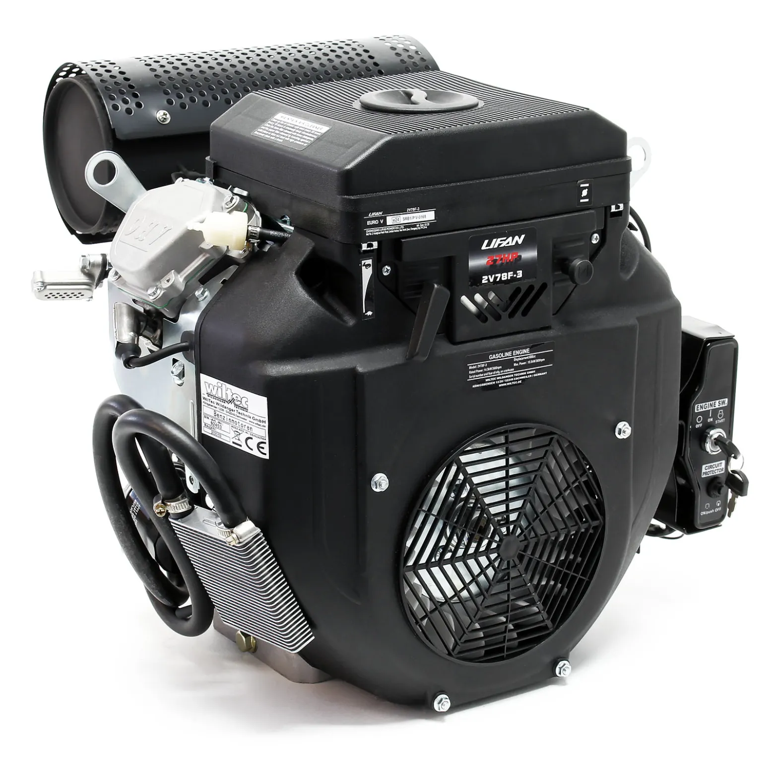 LIFAN 2V78F-3 Zweizylinder Benzinmotor mit 15kW (20,4PS) und E-Start für Traktoren und Bagger 25mm