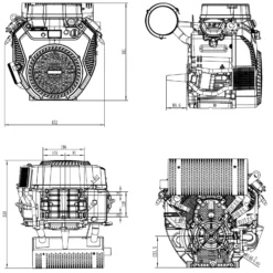 LIFAN 2V78F-3 Zweizylinder Benzinmotor mit 15kW (20,4PS) und E-Start für Traktoren und Bagger 25mm