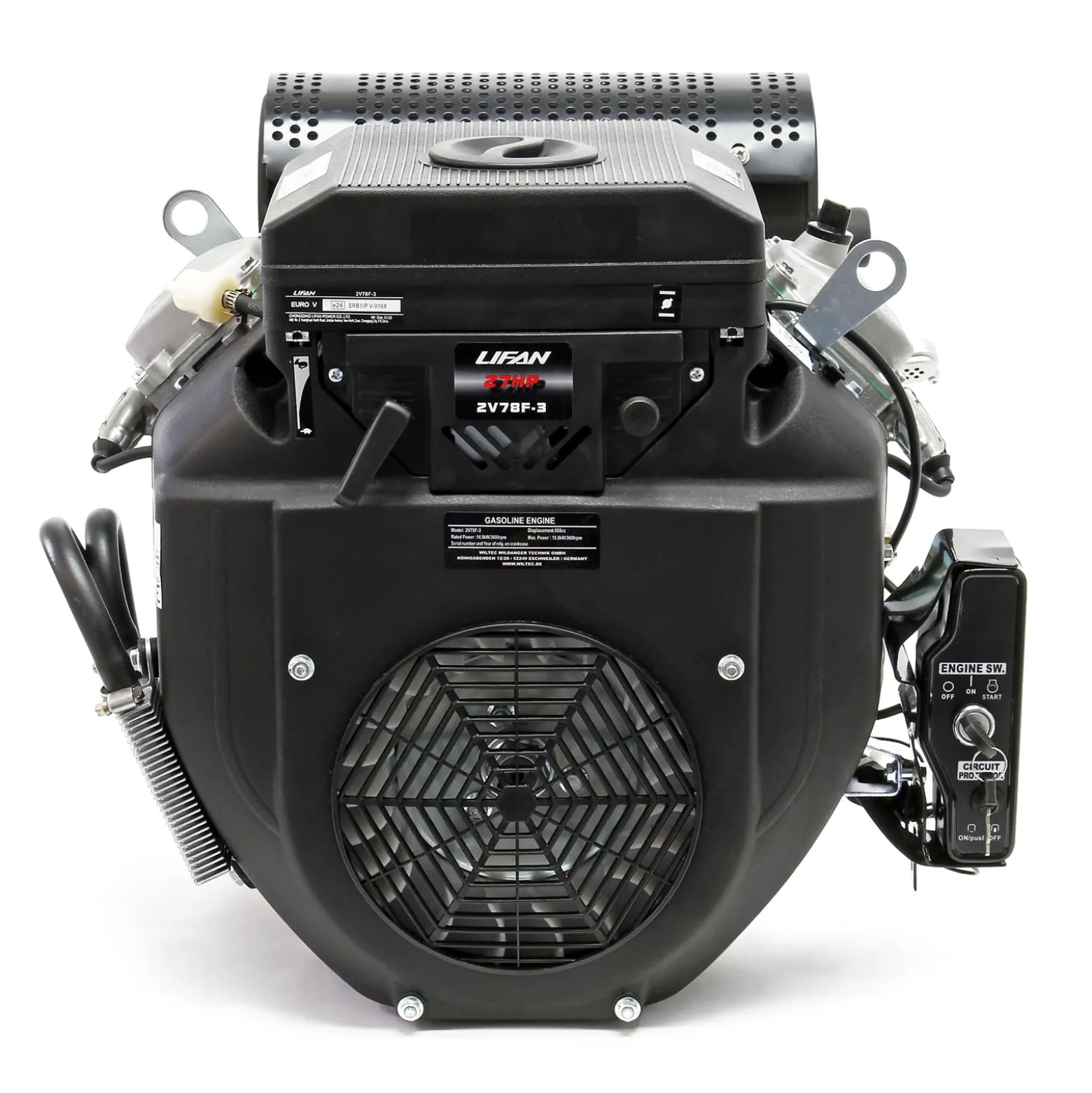 LIFAN 2V78F-3 Zweizylinder Benzinmotor mit 15kW (20,4PS) und E-Start für Traktoren und Bagger 25mm