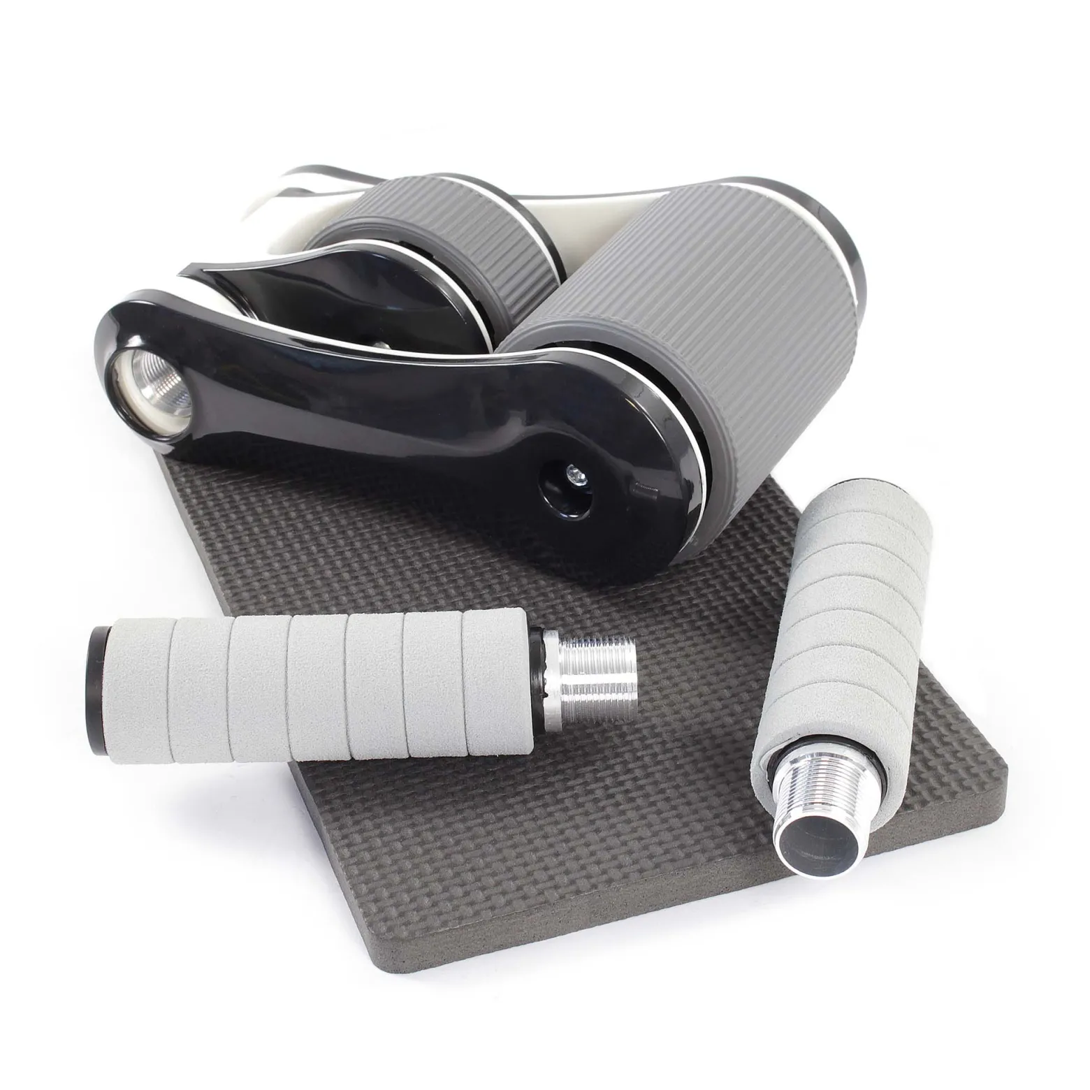 LUXTRI Bauchroller mit Kniematte 240 x 170 mm, Ab Roller klappbar mit 2 Rädern, Bauchmuskeltrainer zur Stärkung des Oberkörpers, Bauchroller, Ab Wheel Workout