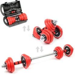 LUXTRI Hantelset 20 kg 2in1 Set Kurzhantel und Langhantel mit 12 Hantelscheiben, Langhantel mit Verlängerungsstange Hantelstangen Gewichte für Krafttraining Hanteln Training Hantel Set