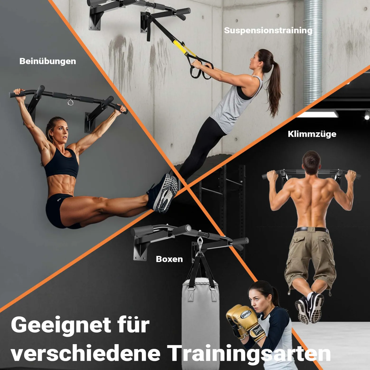 LUXTRI Klimmzugstange zur Wandmontage bis 200 kg, Klimmzug Stange aus Stahl mit gepolsterten Griffen, Fitness Zubehör Pull Up Bar für Training zu Hause, Trainingsstange für verschiedene Sportübungen