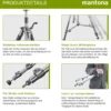 Mantona Alto Stativ mit Kurbelsäule bis 295 cm ausziehbar, Dreibeinstativ aus Aluminium bis 6 kg belastbar, Fotostativ mit Mittelspinne für Stabilität, Kamerastativ für unterwegs