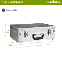 Mantona Alukoffer für Fotoausrüstung, abschließbarer Kamerakoffer mit 2 Schlüsseln, Fotokoffer für Kamera und Objektive, Schutzkoffer mit 5 anpassbaren Trennstegen und Schaumstoffpolsterung