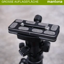 Mantona AS-100-2M Schnellwechselplatte Arca-Swiss kompatibel 100 x 38 mm Aluminium mit 1/4" und 3/8" Schrauben, Gummipuffern und Mittenmarkierung