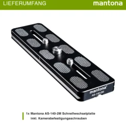 Mantona AS-140-2M Schnellwechselplatte Arca-Swiss kompatibel 140 x 38 mm Aluminium mit 1/4