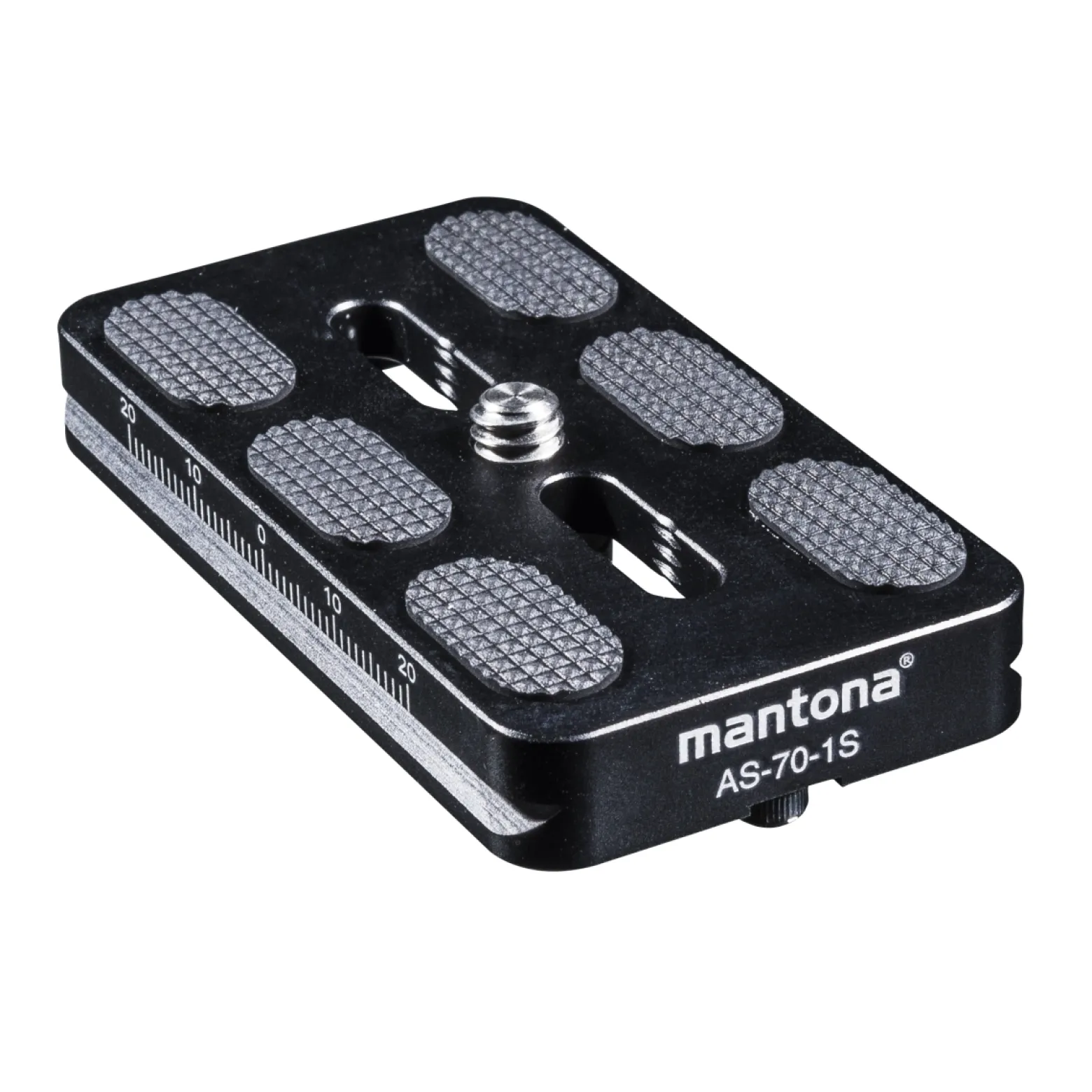 Mantona AS-70-1 Schnellwechselplatte Arca-Swiss kompatibel 70 x 38 mm Aluminium mit 1/4" Schraube Gummipuffern