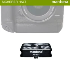 Mantona AS-40-1 Schnellwechselplatte Arca-Swiss kompatibel 40 x 38 mm Aluminium mit 1/4" Schraube Gummipuffern