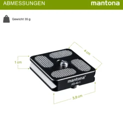 Mantona AS-40-1 Schnellwechselplatte Arca-Swiss kompatibel 40 x 38 mm Aluminium mit 1/4