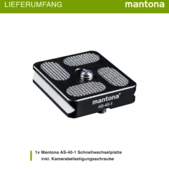 Mantona AS-40-1 Schnellwechselplatte Arca-Swiss kompatibel 40 x 38 mm Aluminium mit 1/4
