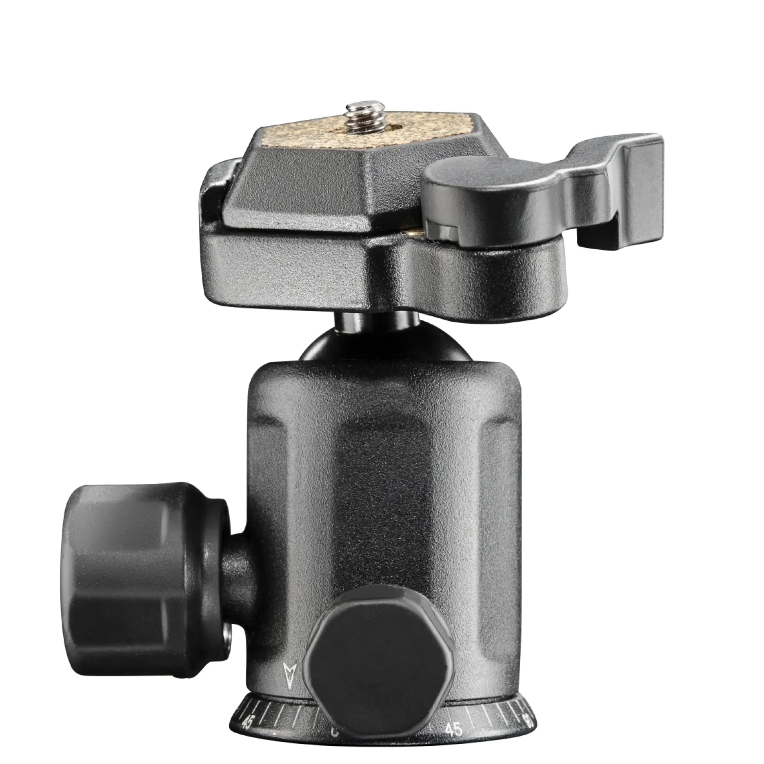 Mantona Basic TBH 2. VI Kugelkopf – 360 Grad Panorama Kugelkopf mit Schnellwechselplatte, Traglast 8 kg, Gewicht nur 330 g, Aluminium, für Fotostative, DSLR und DSLM Kamera