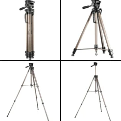 Mantona Basic Travel Pro III Fotostativ 63-168 cm max. 3 kg Aluminium Dreibein Videostativ mit Schnellwechselplatte und Tasche