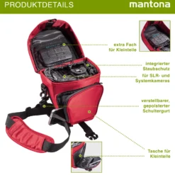 Mantona Colt Kameratasche für DSLM und DSLR Kameras, Fototasche mit Schnellzugriff, Kamera-Umhängetasche mit gepolstertem Tragegurt, Tragetasche wasser- und schmutzabweisend