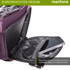 Mantona Colt Kameratasche - Universaltasche inkl. Schnellzugriff, Staubschutz, Tragegurt und Zubehörfach, geeignet für DSLM und DSLR Kameras, lila