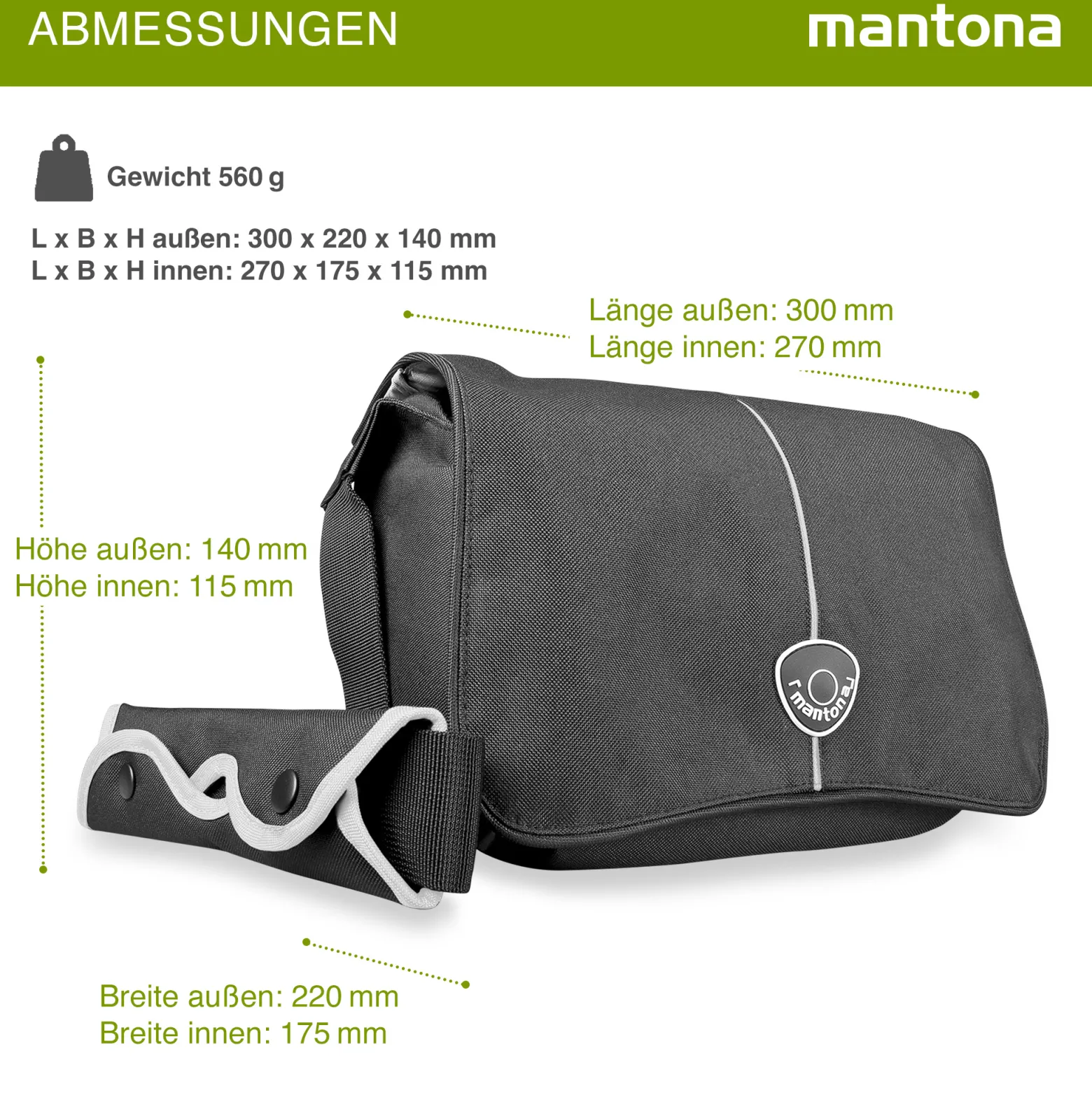 Mantona Cool Bag Kameratasche schwarz/weiß, hochwertige Fototasche mit gepolsterter Inneneinteilung & Netzfach, Kamera Umhängetasche aus wasserabweisendem Material