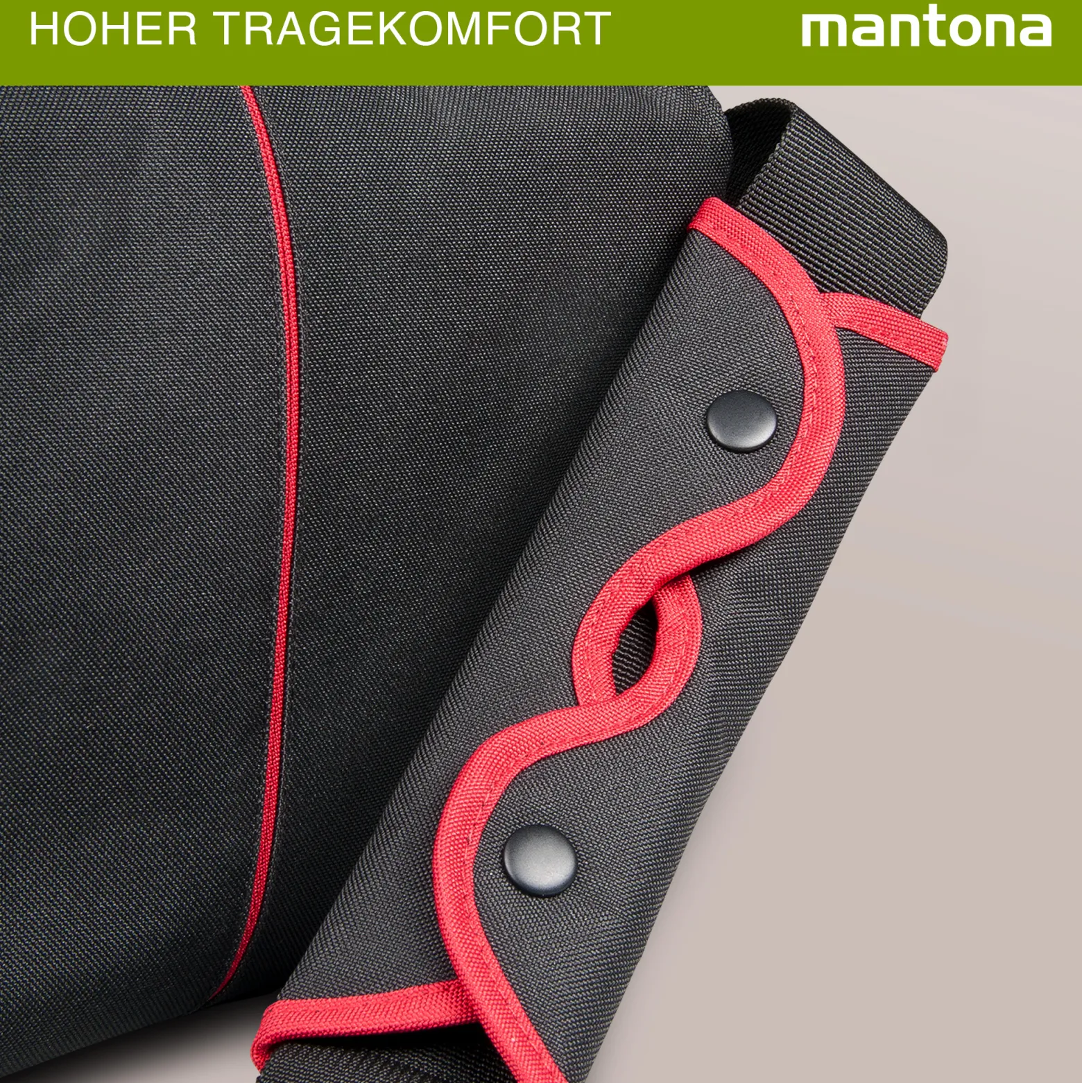Mantona Cool Bag Kameratasche schwarz/rot, hochwertige Fototasche mit gepolsterter Inneneinteilung & Netzfach, Kamera Umhängetasche aus wasserabweisendem Material