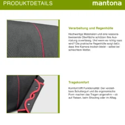 Mantona Cool Bag Kameratasche schwarz/rot, hochwertige Fototasche mit gepolsterter Inneneinteilung & Netzfach, Kamera Umhängetasche aus wasserabweisendem Material