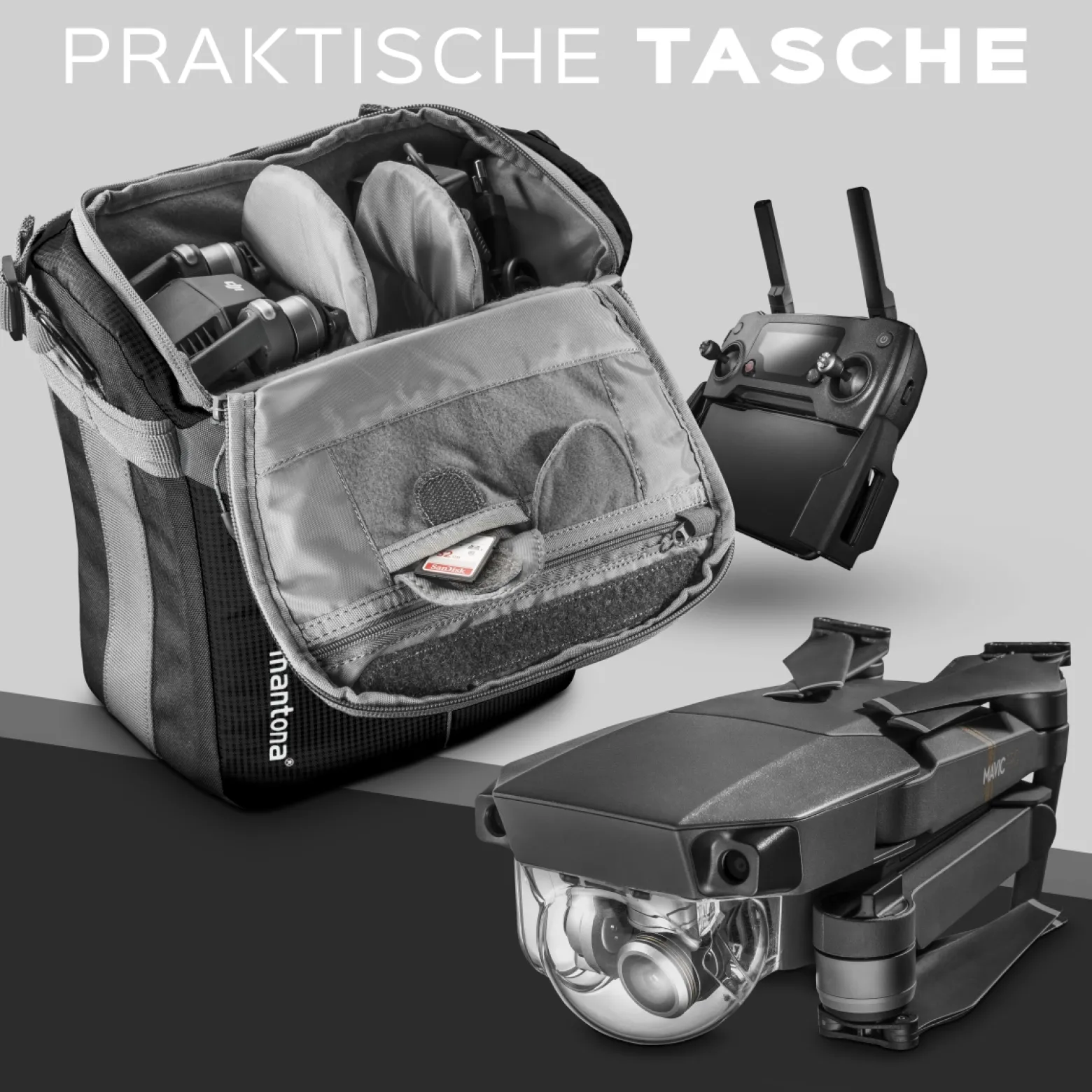 Mantona Elements Outdoor Rucksack schwarz - 2in1 Kamera- & Trekking-Rucksack, Fototasche mit gepolsterten Fächern für DSLR, Systemkamera & Drohne, Stativhalterung, inkl. Regenschutzhülle