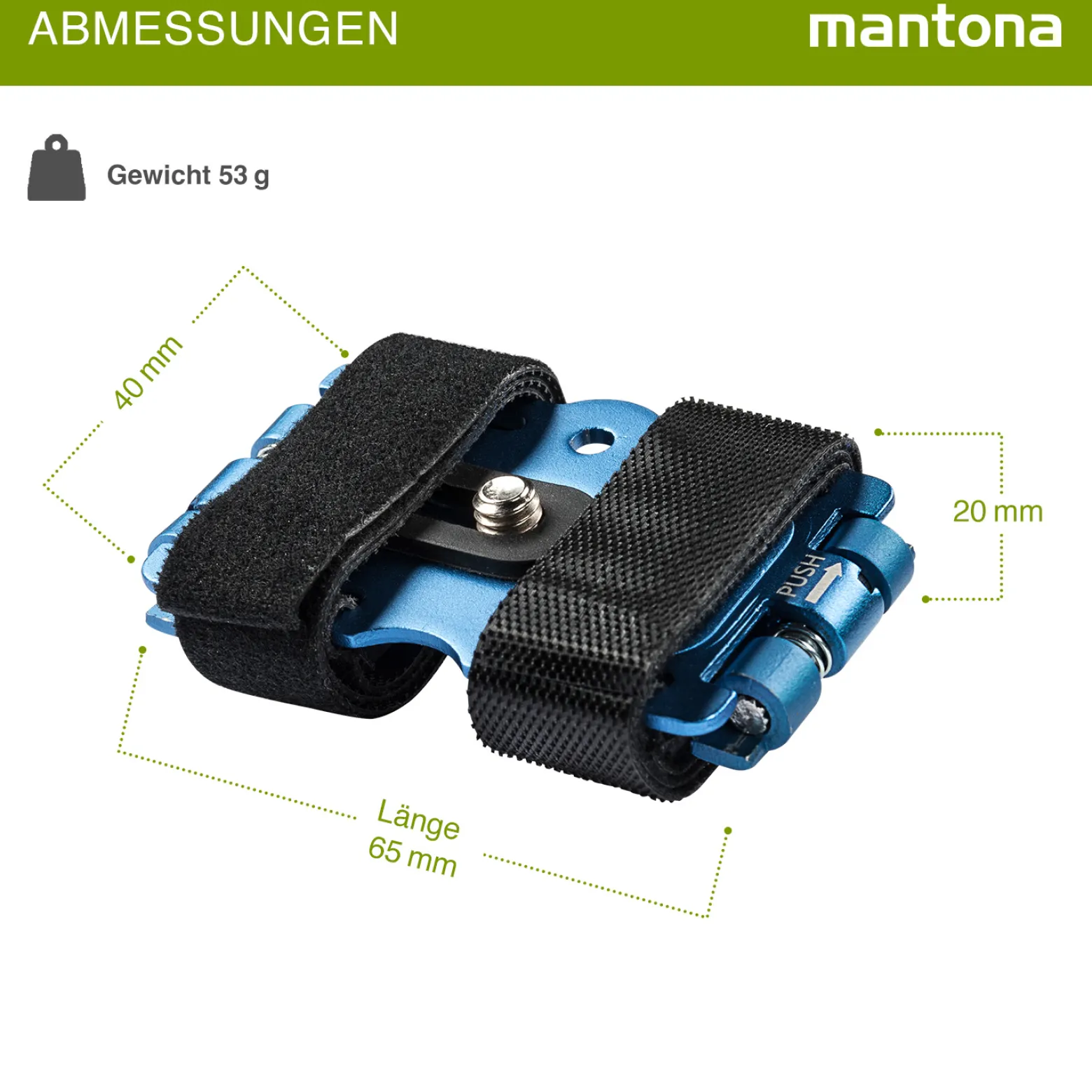 Mantona Fahrradbefestigung und Tischstativ - 65 x 40 x 20 mm - 1/4" / Alu - kompatibel mit GoPro Hero 11 10 9 8 7 6 5 4 3+ 3 2 1, Session und andere Action Cams, Kompaktkamera, Smartphone