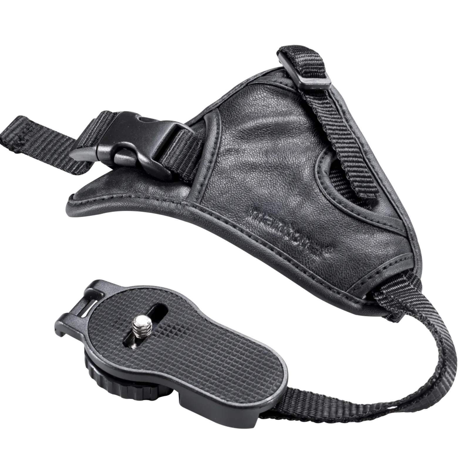 Mantona First Class Leder-Handschlaufe - 100 x 25 x 39 mm - aus weichem Leder - Handgriff mit Klickverschluss und 1/4" Gewinde - Schwarz