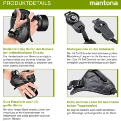 Mantona First Class Leder-Handschlaufe - 100 x 25 x 39 mm - aus weichem Leder - Handgriff mit Klickverschluss und 1/4