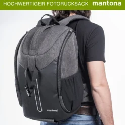 Mantona Fotorucksack Tallinn anthrazit für DSLR und Systemkamera, Kamerarucksack mit Stativhalterung und Regenschutz, Fototasche mit flexibler Innenaufteilung für Kamera, Objektive und Zubehör