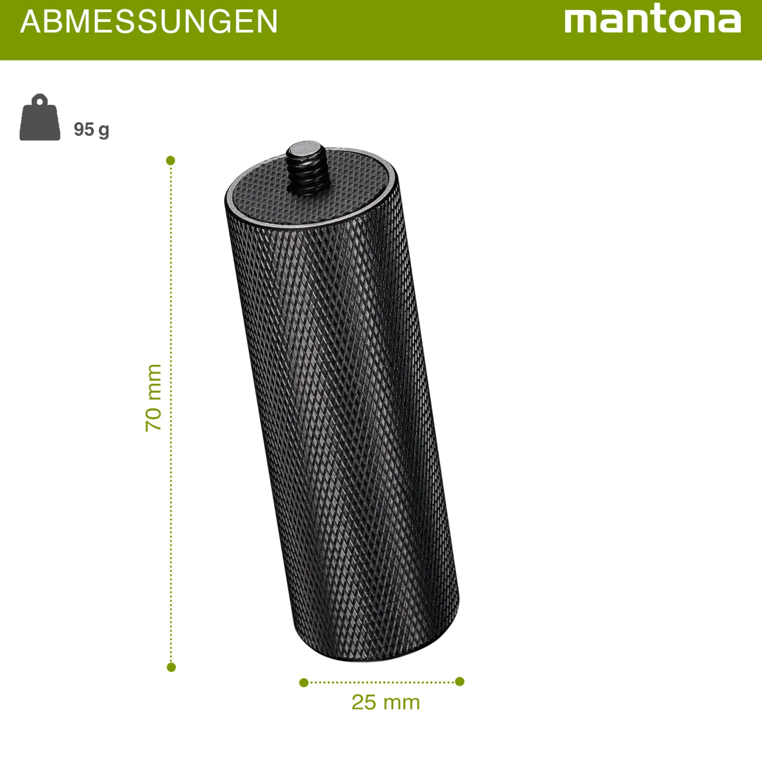 Mantona Griff kompatibel mit GoPro/Smartphone - 70 x 25 x 20 mm - mit 1/4 Zoll Gewinde - Halterung Halter Griff Handgriff für Kamera Handy - Fotozubehör Kamerazubehör