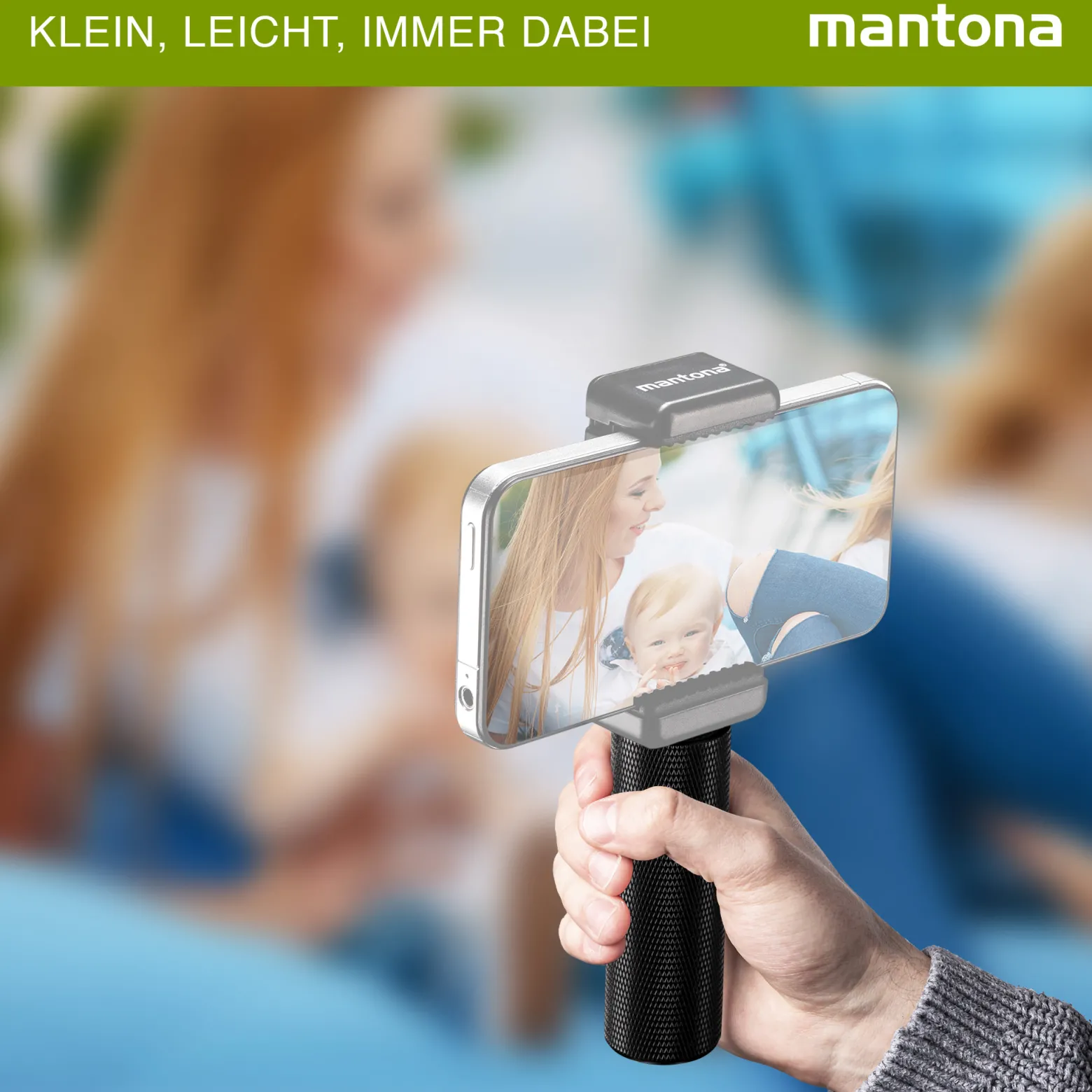 Mantona Griff kompatibel mit GoPro/Smartphone - 70 x 25 x 20 mm - mit 1/4 Zoll Gewinde - Halterung Halter Griff Handgriff für Kamera Handy - Fotozubehör Kamerazubehör
