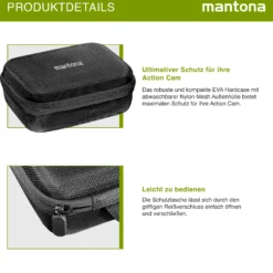 Mantona Hardcase Tasche kompatibel mit GoPro Action Cam 11 10 9 8 7 – robustes Schutzhülle mit Schaumstoff-Inlay, vorgestanzten Fächern & Deckelfach, Größe S