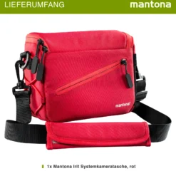 Mantona Irit Kameratasche, hochwertige Fototasche für Systemkameras, Umhängetasche für Kamera und Zubehör, Tragetasche mit variabler Inneneinteilung und Seitenfächer