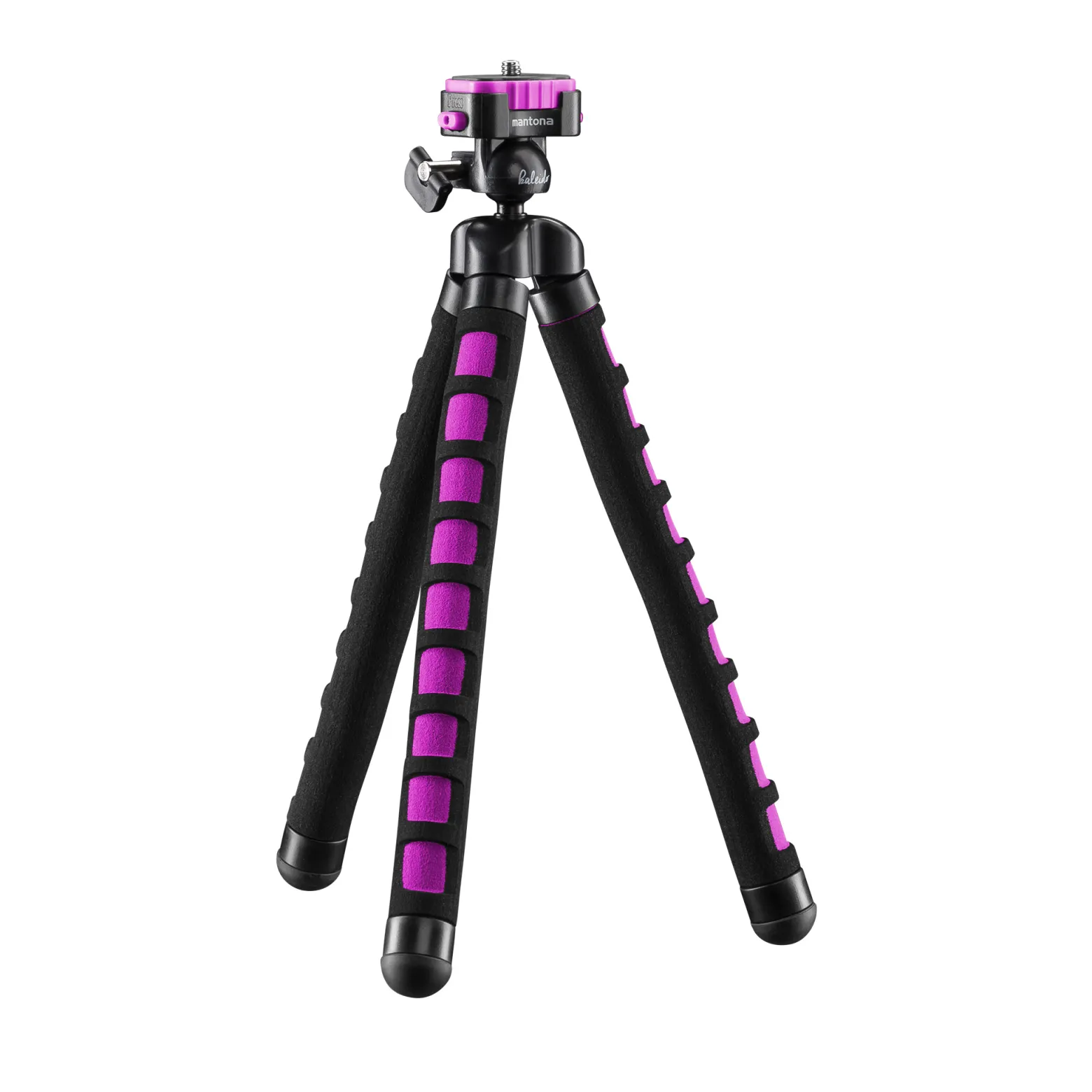 Mantona Kaleido Flex Stativ glamour pink - 270 x 43 x 43 mm - flexibel biegbar - mit Kugelkopf und Schnellwechselplatte - Reisestativ Travelstativ passend für Kameras, Smartphones, Action Cams